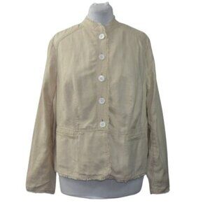 Charter Club Flax Linen Jacket Blazer Mauritius II 1X Raw Edge Boho Lagenlook